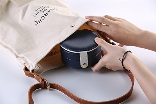 TKING Jewellery Box, Faux Leather Travel Jewellery Box 2 Layers Organiser Display Storage Case with Mirror Gift Box Small Size