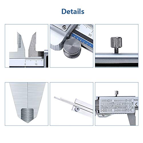 Pie de Rey Calibrador Digital de Acero Inoxidable All Metal Vernier Caliper Pachómetro electrónico Pachómetro de Alta precisión Calibre