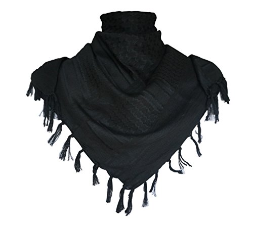 G.S YOZOH Premium Military Shemagh Tactical Desert Keffiyeh 100% Cotton Head Neck Scarf Wrap (Black)