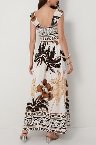 Image of Women Summer Boho Maxi Dress Casual Hawaiian Sleeveless Square Neck Beach Vacation Dresses