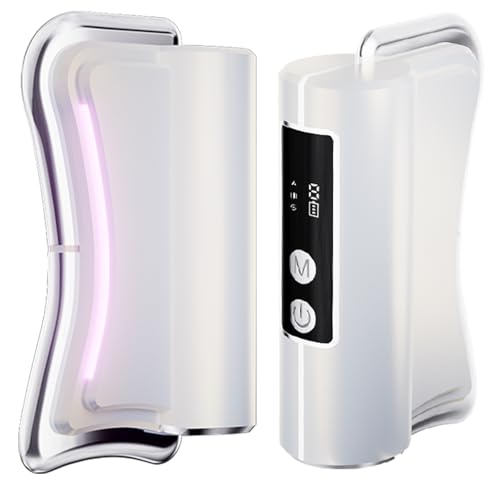 SOGUELIN Heated Muscle Scraper Massage Tool 4 in 1 Electric Fascia Knife Gua Sha Tool for Whole Body Relaxation & Skincare with Light-Care 4 Modes 3 Levels for Deep Tissue-White