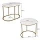 sogesfurniture Couchtisch 2er-Set, Wohnzimmertisch Beistelltisch Sofatisch Kaffeetisch Satztisch mit Marmormuster, Golden Metallrahmen für Wohnzimmer, Balkon, Weiß