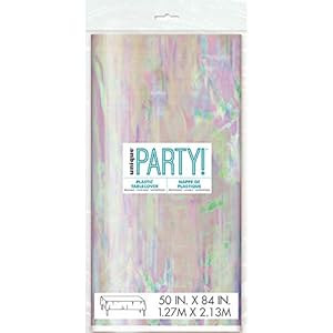 Unique Party Unisex – 54″ 108″ | Pc. iriserende rechthoekige kunststof tafelkleed 54 x 108 Multicolor 1 Stk, iriserend, One Size UK