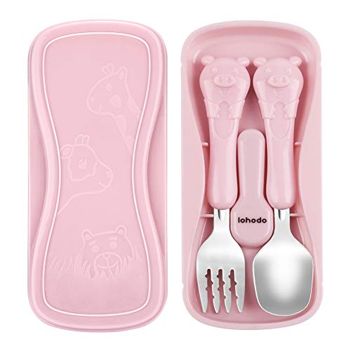 Toddler Utensils Kids Spoon And Fork Set 18/8 Stainless Steel Silverware Bpa Free Cute Pig Child Flatware With Travel Case For Age 3+ #TOP2