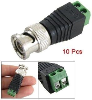 مجموعة من 10 محولات فيديو BNC ذكر لتوصيل كاميرات المراقبة عبر كابل CAT5 أو Coax - لأنظمة المراقبة بالفيديو CCTV