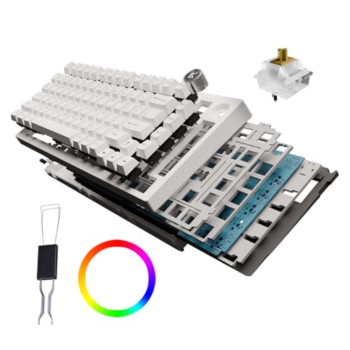 Image of Kreo Swarm 75% Wireless Mechanical Keyboard with Pre-lubed Switches, 5-pin Hot Swap PCB and 5 Layers Sound Absorption (All White, Huano Speed /Starling Switches)