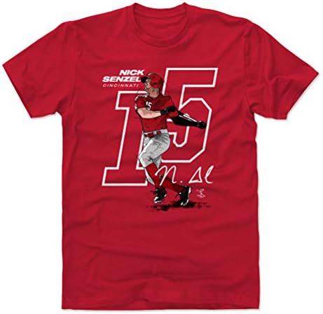 500 LEVEL Nick Senzel Shirt (Cotton, Medium, Red) - Cincinnati Men's Apparel - Nick Senzel Offset W WHT