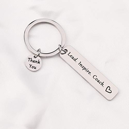 Feelmem Coach Gift Lead Inspire Coach Keychain Thank You Gift For Cheer/Football/Baseball/Volleyball/Track Coach Gift (Silver) #TOP1
