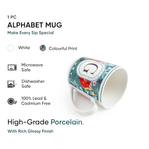 Image of Shay Alphabet Mug 300ml, Letter G Printed Coffee Mug for Girls, Boys, Friends | Ceramic Mug |Glossy Finish | Ceramic Coffee Cup | Porcelain | Microwave Safe (Alphabet Mug - G)