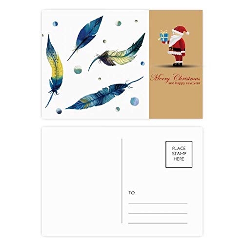 Cartes postales avec plumes motif père Noël en lot de 20 pièces pour vœux
