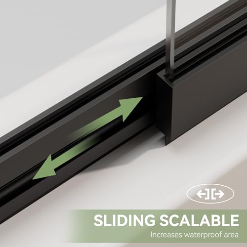 Image of 40 inch W x 59 inch H Pivot Tub Shower Door, 3 /16 inch(5mm) Glass, Matte Black
