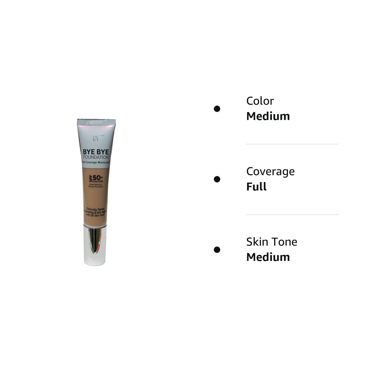 IT Cosmetics Bye Bye Foundation Full Coverage Moisturizer with SPF 50+: MEDIUM - 1 oz-30 ml