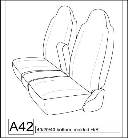 Durafit Seat Covers Made to fit F250-F550 Crew Front/Back Set Seat Covers. Front 40/20/40 Split Seat with Pointed Molded Headrests Console. Rear Solid Bench Seat with Armrest. Taupe Automotive Velour