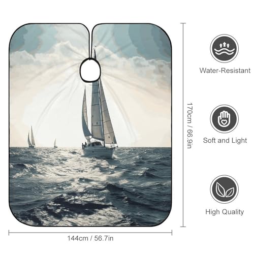 Capa de barbero para corte de cabello Ocean Sailing ajustable miniatura 2