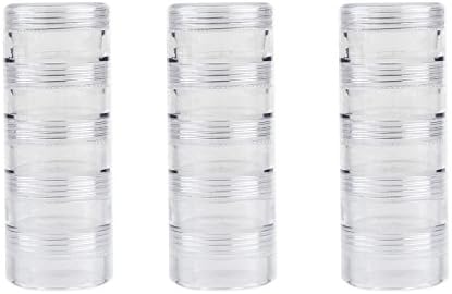 TDOTM 5 Layer cylinder Stackable Transparent Round PS Plastic Storage Container Box Super Clear Accessories Organizer Box for Beads Crafts Other Small Items (3 Column Combination Sale)…