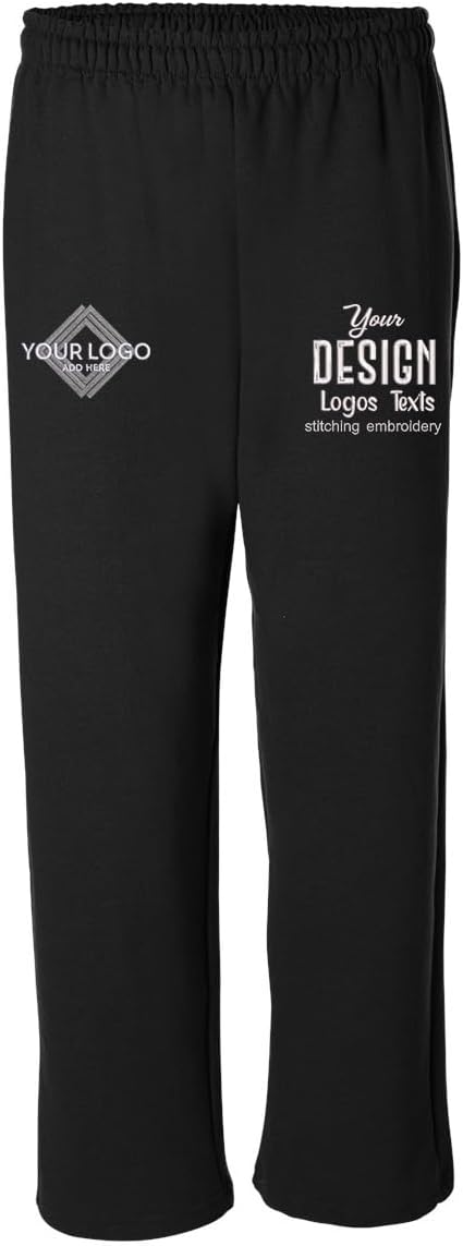 INK STITCH Men 18400 Custom Embroidery Add Logo Texts Heavy Blend Open Bottom Sweatpants
