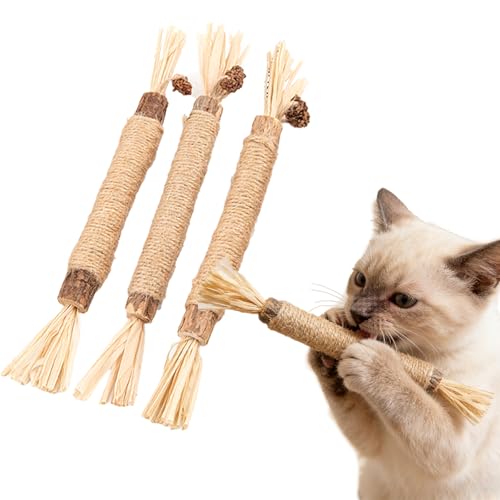 Natural Silvervine Dental Sticks, Silvervine Sticks for Cats, Interactive Kitten Chew Playthings Indoor Kitty Nip Teeth Cleaning