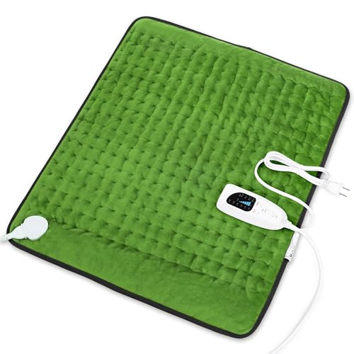 Image of Deepsoon Heating Pad,Electric Heating Pads for Back,Neck,Moist Heating Pad for Abdomen Shoulder Knee Legs,Dry /Moist Heat&Auto Shut Off,Mother's Day Birthday for Men and Women,Green Black,24x20 Inch