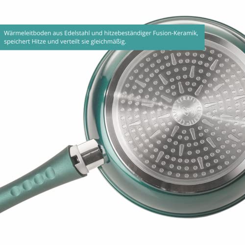 Foto von Genius Cerafit Fusion Pfannen (7 Teile) Bratpfanne mit Keramik Beschichtung | Dank Lotus-Effektes ist die Reinigung ein Kinderspiel, einfach auswichen und fertig, 28 x 28 x 6.2 cm