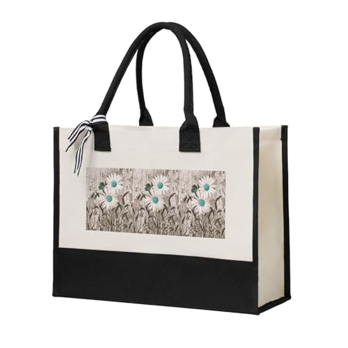 Sac fourre-tout en toile marguerites pour une touche poétique chaque jour