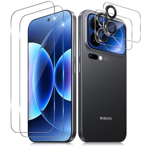 Funrae Verre Trempé pour Xiaomi Mi 17 Pro Max avec Caméra Arrière Protecteur[2+2 PCS], Dureté 9H [Sans Bulles] [Ultra HD] Ultra Résistant Film Vitre...