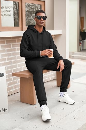 Babioboa Mens 2 Piece Sweatshirt Jacquard Sweatsuit Outfits Hoodie& Casual Joggers Sweatpants Set Tracksuit3