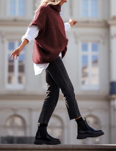 Image of Ynhonra Womens Turtleneck Sweater Oversized Chunky Batwing Sleeve Short Tops | Dolman Pullover