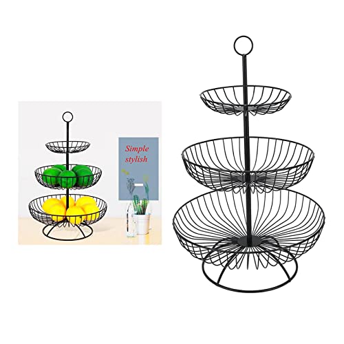 Cesta de hierro para frutas con diseño abierto, organizador de cocina negro ventilado 6