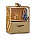 Produktbild Relaxdays Regal Bambus mit Korb, 2 Ablagen, Holz Standregal, Badregal, Faltbox, HxBxT: 54 x 42 x 29 cm, natur braun