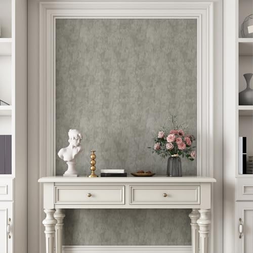 YENHOME Tapete Selbstklebende Hellgrau Samtstoff Wandtapete 60x300cm Beflockt Stoff Hellgrau Selbstklebende Tapeten für Wand Wohnzimmer… – Ansicht 4