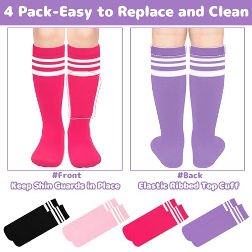 Image of Olreco 4 Pack Kids Soccer Socks Toddler Baseball Socks Youth Boys Football Sock Boys Girls Softball Sock Athletic Accessories