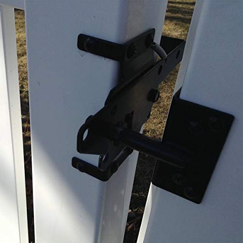 Image of Self-Locking Gate Latch Heavy Duty Post Mount Automatic Gravity Lever Wood /PVC Fence Gate Lock with Fasteners Hardware,for Secure Pool |Yard | Garden, Steel,Black, 2pcs