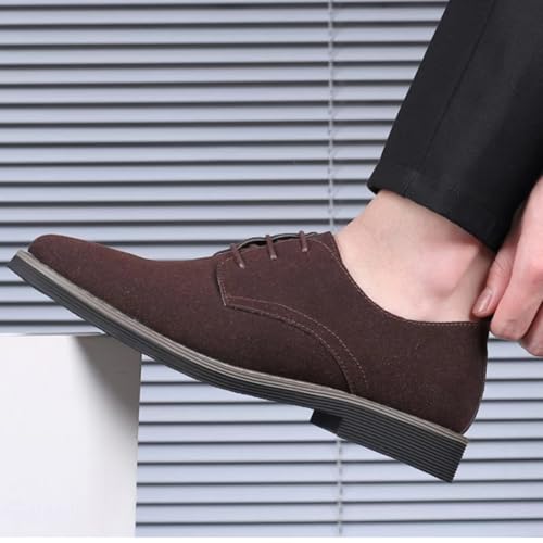 Mens Suede Leather Classic Lace Up Oxford Shoes Lightweight Retro Casual Flats Loafers for Daily Walking Business Dreby Shoes4
