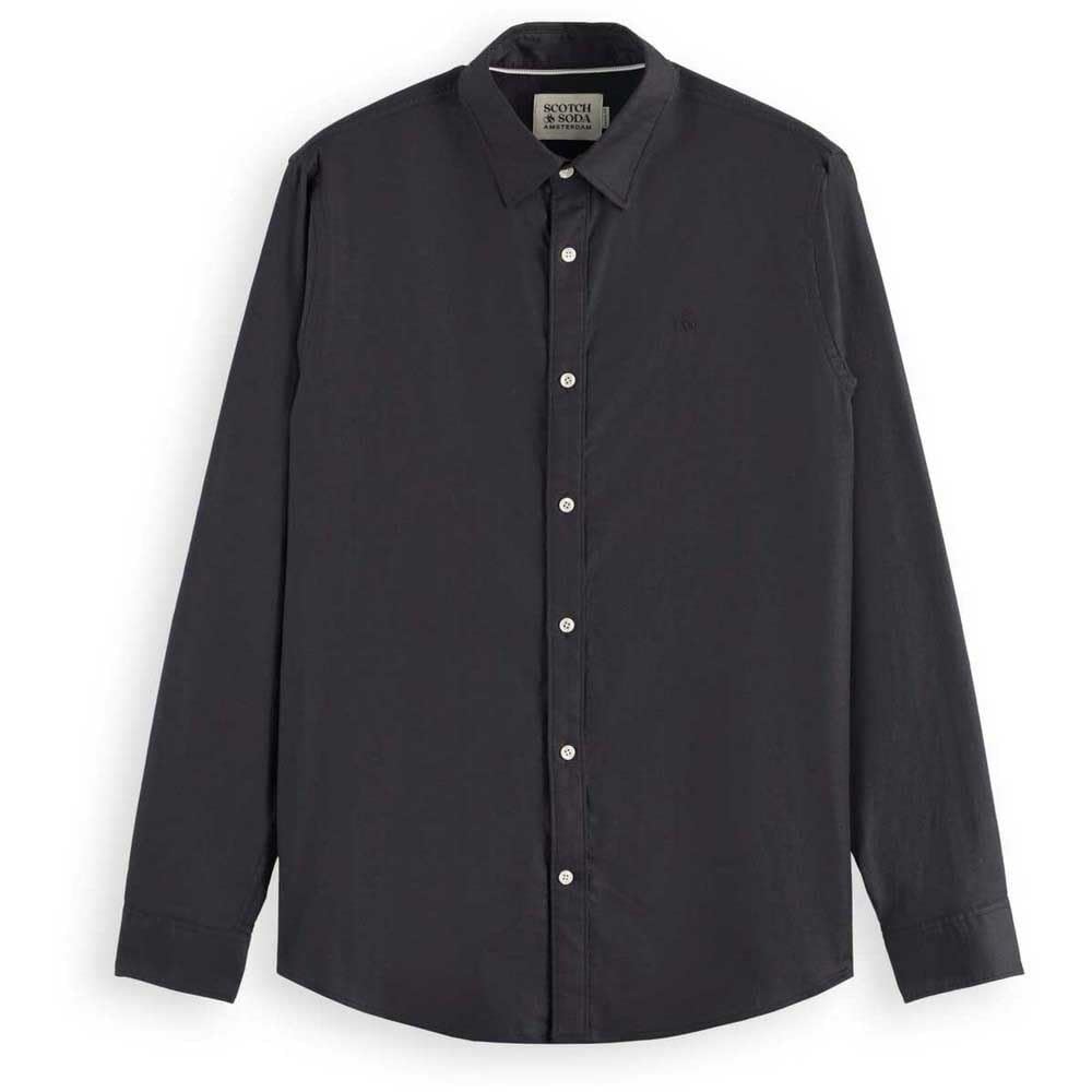 Scotch & Soda Men's CORE-Oxford Solid Shirt, Black, XXL