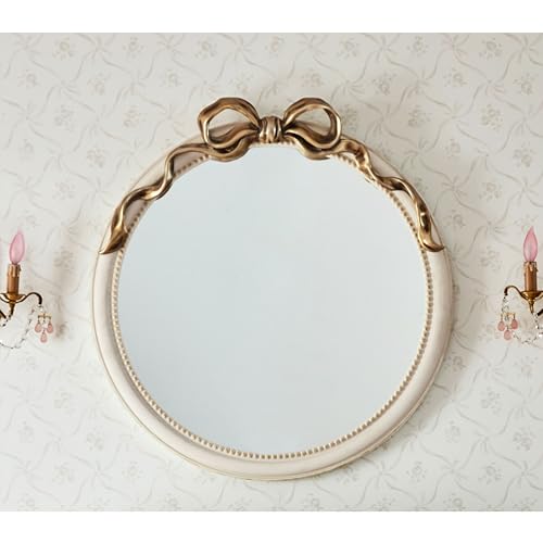 Image of Luxape 24-Inch Gold Bow Resin Mirror – Perfect Decorative Accent for Nursery and Elegant Baby Room Decor (Gold_1, 24in)