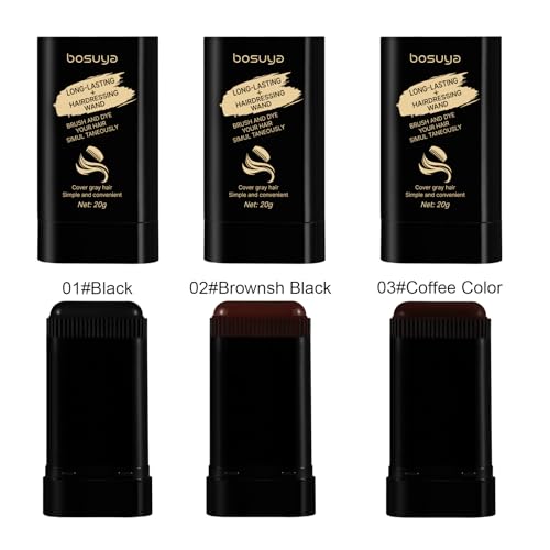 Image of 3 Pack Instant Root Touch-Up Stick(Black+Coffee+Brownish Black): 2-in-1 Temporary Hair Color Comb Set for Gray Coverage, Washable in One Shampoo & Gentle