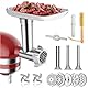 HOMGEN Fleischwolf Aufsatz für Kitchenaid Fleischwolf Edelstahl Zubehör mit 3 Wurstfüllhörner 2 Schleifklingen 5 Mahlscheibe für KitchenAid Zubehör