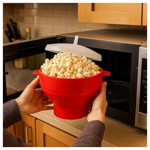 Pipoqueira de Silicone para Microondas Pipoca Dobrável Sem Óleo Com Tampa BPA Free Lavável Balde Antiaderente - AM IMPORT