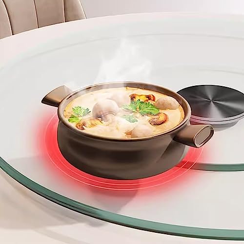 Plateau tournant en verre trempé robuste rond pour table 80cm