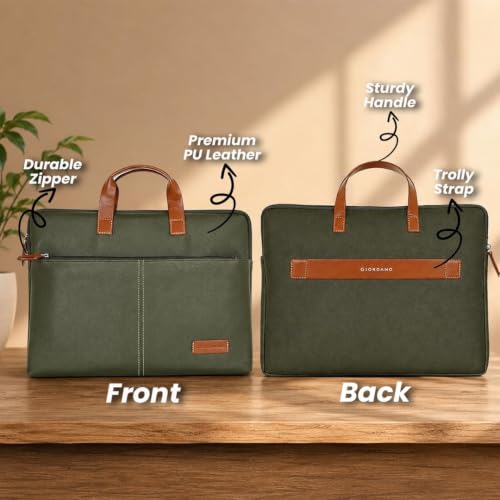Image of Giftana 7 in 1 Laptop Bag and Laptop Stand with Personalized Diary & Pen, Keychain, Card Holder, Mobile Stand Set, Customized Gift for Husband, Employee Welcome Kit, Corporate Gift for Employees (Green 2)