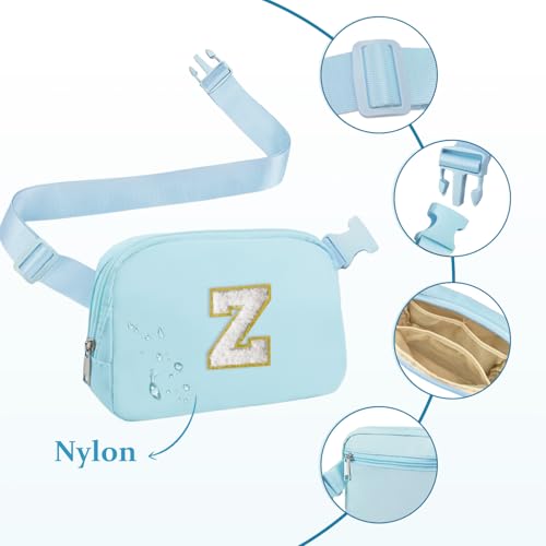 Image of COSHAYSOO Blue Fanny Pack for Girls Purse Crossbody Belt Bag with Initials, Personalized 6 7 8 9 10 11 12 Year Old Teen Girl Birthday Gift Ideas Christmas Gifts Preteen Tween Trendy Stuff Letter Z