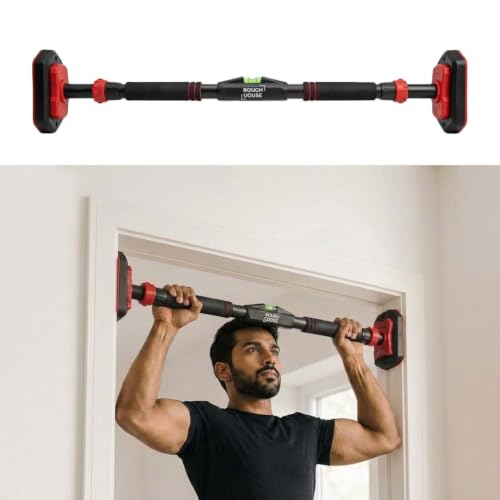 Image of Roughhouse Pull Up Bar for Home Workout | Ultra-Secure 200 KG Capacity | 360 Dual Lock No Screw Doorway Chin Up Bar | Adjustable 75-100 CM | Superior Grip Handles | Height Increase Bar for Men, Women & Kids