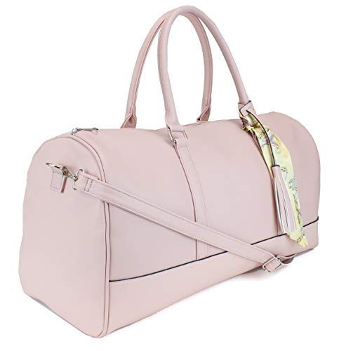 Women's Large PU Leather Weekender Duffel Bag with Satin Interior - Big 22