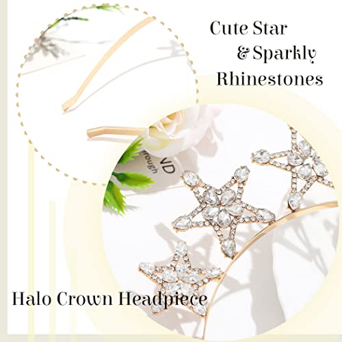 Formery Star Rhinestones Crown Headband Crystals Greek Goddess Hair Bands Party Festival Prom Headpiece Hair Accessories For Women And Girls (Gold) #TOP3