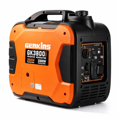 GENKINS 3800W Portable Inverter Generator,Gas Powered,163cc 4-Stroke OHV,Parallel Capable,CO Sensor