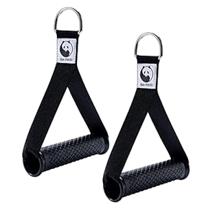 Slim Panda Resistance Band Handle Heavy Duty Cable Machine Attachment, Strong Nylon Webbing, and Seamless Steel D Ring…