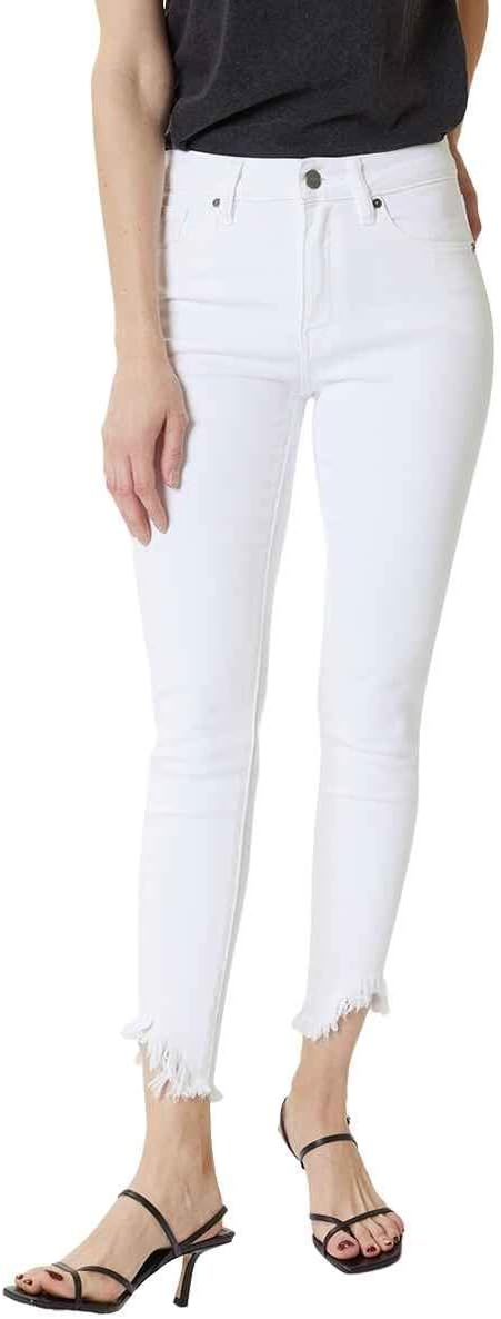 Kan Can Women's High Rise Hem Detail Skinny Jeans - KC7267