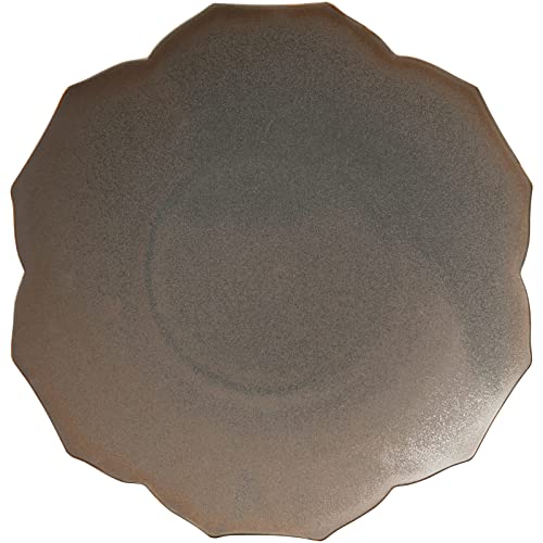 KIWAKOTO (キワコト) 京焼・清水焼 百合 YURI パスタ皿 大皿 プレート 皿 大皿 L 約26cm 土 ブラウン 食器 来客 電子レンジ 食洗機対応 日本製 265687