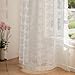 Anmao Vintage White Lace Curtains 84 Inches Long 2 Panels Set, Romantic Elegant Light Filtering Semi Sheer Floral Thick Lacy Curtain Drapes for Living Room and Bedroom, Each Panel 55W x 84L, Off White