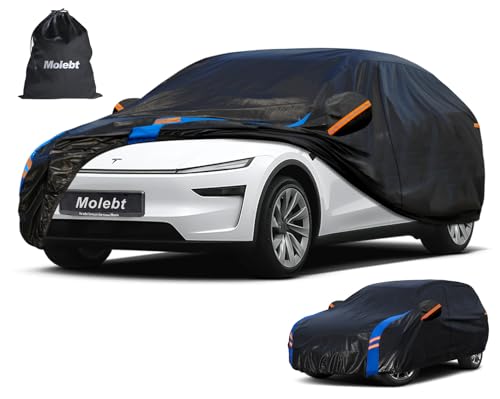 Image of Custom Fit Car Cover for Tesla Model Y (2020-2026), Upgraded Waterproof All Weather Outdoor SUV Cover with Charging Port Access, Driver Door Zipper & Mirror Pockets, UV /Snow /Dust Protection